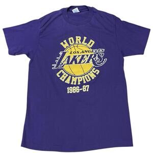 Los Angeles Lakers 1986-87 T-Shirt Nba Basketball Word Champs Magic 1